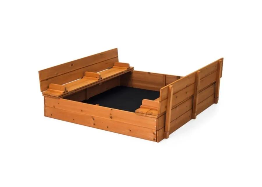 Hivvago Sturdy Brown Cedar Kids Complete Seated Bench Sandbox