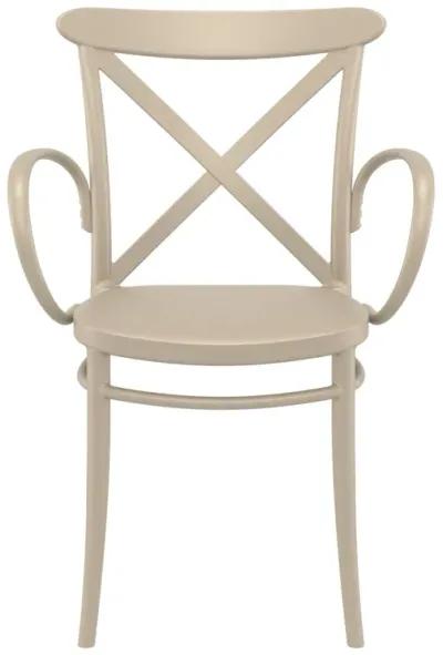 34.25" Taupe Brown Stackable Outdoor Patio XL Arm Chair