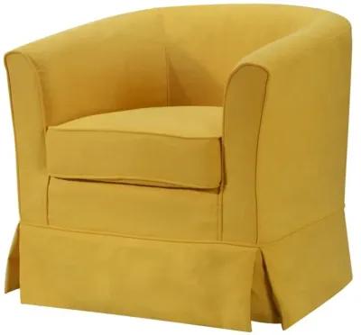 Tucker Yellow Woven Fabric Swivel Barrel Chair