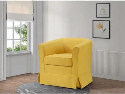 Tucker Yellow Woven Fabric Swivel Barrel Chair