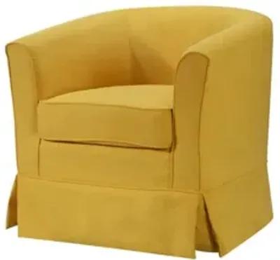 Tucker Yellow Woven Fabric Swivel Barrel Chair