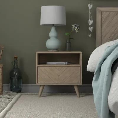 Wooden Chevron Nightstand