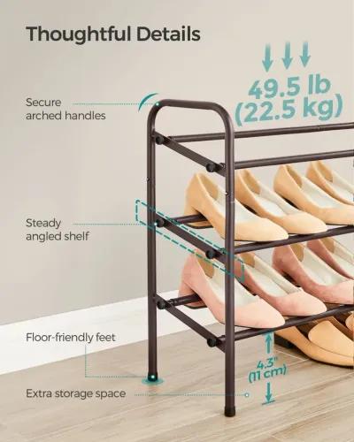 3-Tier Sturdy Metal Shoe Rack Organizer with Durable Shelves for Space-Saving Storage