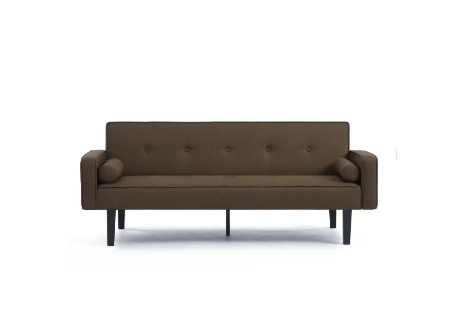 Modern Linen Futon Sofa Bed with Armrests