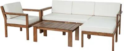 Merax 3 Pieces Outdoor Patio Set with L Shaped Couch