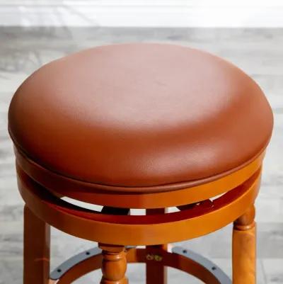 30" Barstool, Natural Finish, Saddle Leather Seat