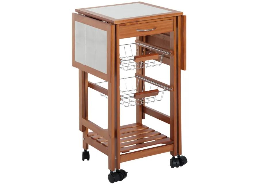 Portable Rolling Drop Leaf Kitchen Storage Island Cart Trolley Folding Table