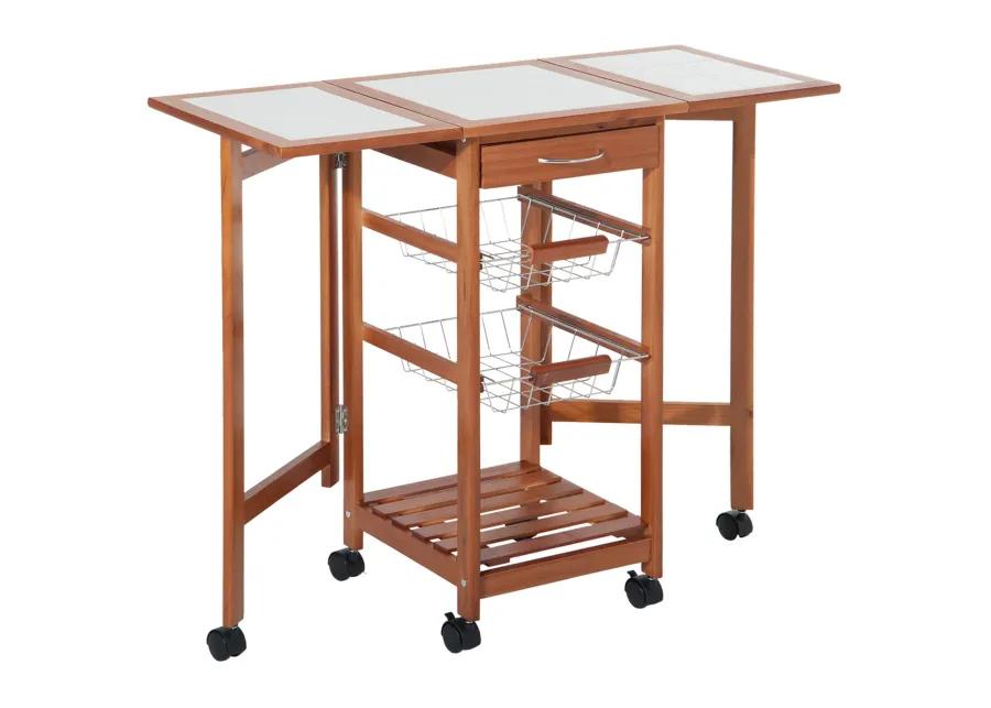 Portable Rolling Drop Leaf Kitchen Storage Island Cart Trolley Folding Table