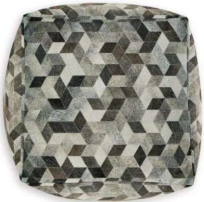 Ottoman Pouf, 18 Inch, Square, Brown and Gray Polyester Modern Style Design -