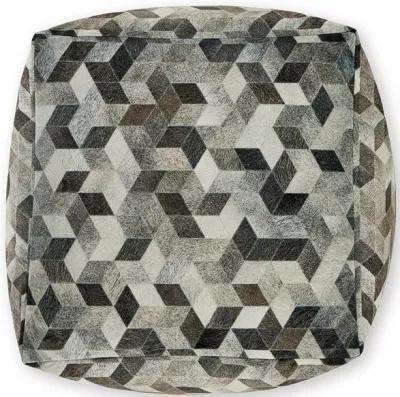 Ottoman Pouf, 18 Inch, Square, Brown and Gray Polyester Modern Style Design -