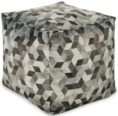 Ottoman Pouf, 18 Inch, Square, Brown and Gray Polyester Modern Style Design -