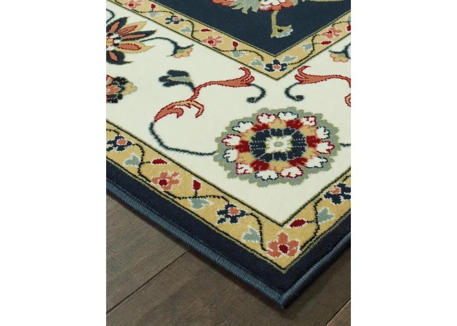 Kashan 3'10" x 5'5" Navy Rug