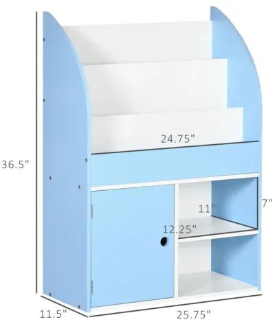 Blue Kids' Organizer: Freestanding Bookshelf & Toy Storage Cabinet