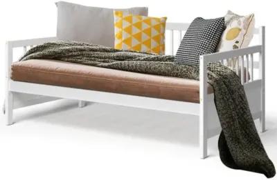 Hivvago 2-in-1 Wood Daybed Frame Sofa Bed in White Finish