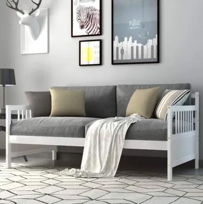 Hivvago 2-in-1 Wood Daybed Frame Sofa Bed in White Finish