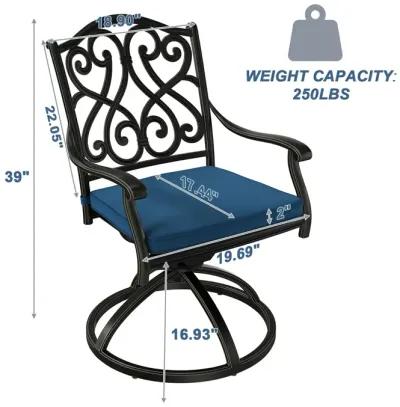 Mondawe 2-Piece Cast Aluminum Patio Dining Swivel Chair Set with Thick Olefin Cushions and 360� Rockers