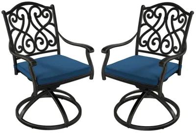 Mondawe 2-Piece Cast Aluminum Patio Dining Swivel Chair Set with Thick Olefin Cushions and 360� Rockers