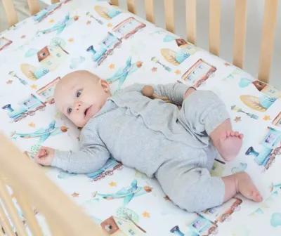 Super Soft Fitted Crib Sheet - Airplane & Train