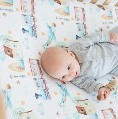 Super Soft Fitted Crib Sheet - Airplane & Train