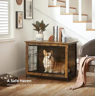 Wooden Dog Crate - Indoor Pet Crate End Table with Removable Tray