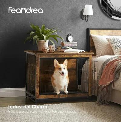 Wooden Dog Crate - Indoor Pet Crate End Table with Removable Tray