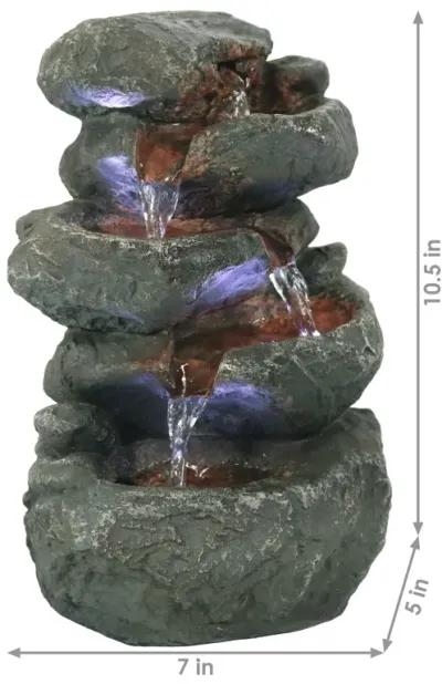 Sunnydaze Stacked Rocks Polyresin Indoor Water Fountain with LED - 10.5 in