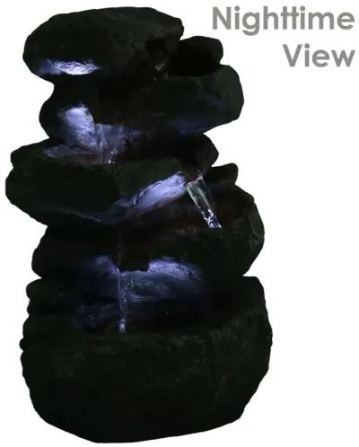 Sunnydaze Stacked Rocks Polyresin Indoor Water Fountain with LED - 10.5 in