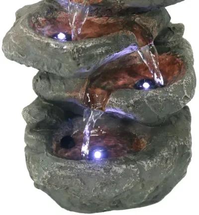 Sunnydaze Stacked Rocks Polyresin Indoor Water Fountain with LED - 10.5 in