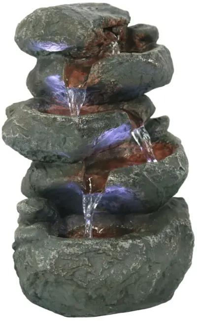 Sunnydaze Stacked Rocks Polyresin Indoor Water Fountain with LED - 10.5 in