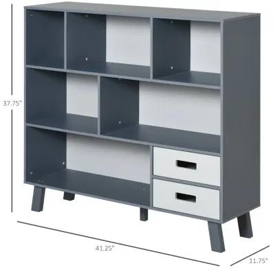 Black Storage Solution: 3-Tier Bookcase with Shelves and Drawers