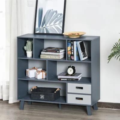 Black Storage Solution: 3-Tier Bookcase with Shelves and Drawers