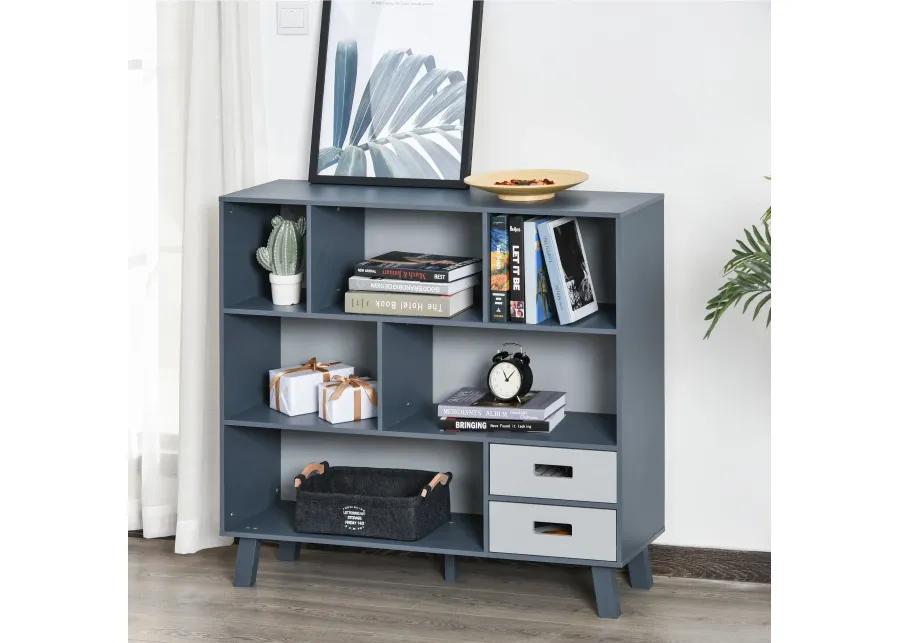 Black Storage Solution: 3-Tier Bookcase with Shelves and Drawers