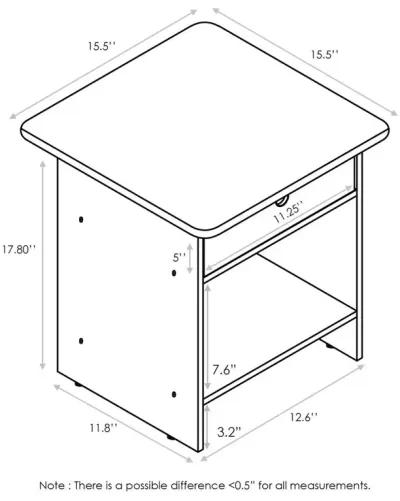 End Table/ Night Stand Storage Shelf with Bin Drawer, Americano/Medium Brown