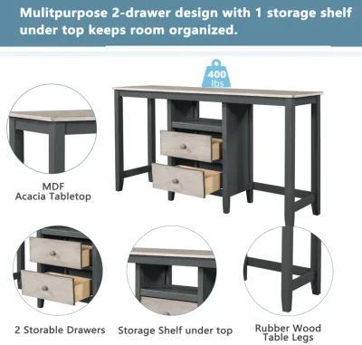 Merax Counter Height Wood Dining Table Set with Cabinet