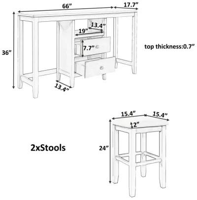 Merax Counter Height Wood Dining Table Set with Cabinet