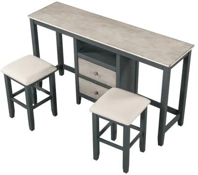 Merax Counter Height Wood Dining Table Set with Cabinet