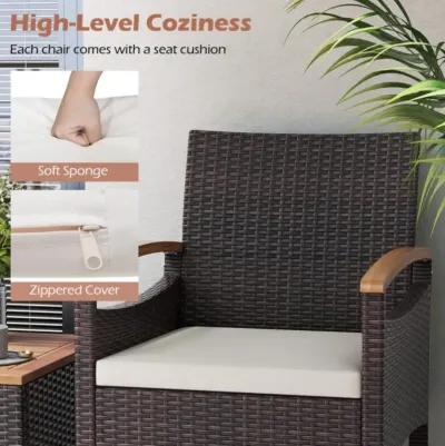 Hivvago Patio Dining Chairs Set of 2/4 with Acacia Wood Armrest and Heavy Duty Metal Frame