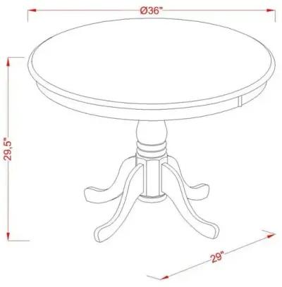 3 Piece Modern Dining Table Set Contains a Round Kitchen Table with Pedestal and 2 White Faux Leather Upholstered Chairs, 36x36 Inch, Linen White