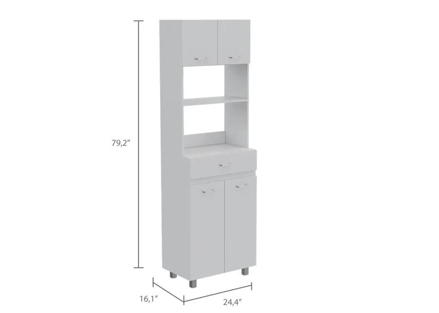 Pembrooke 2-Shelf 1-Drawer Microwave Pantry Cabinet White