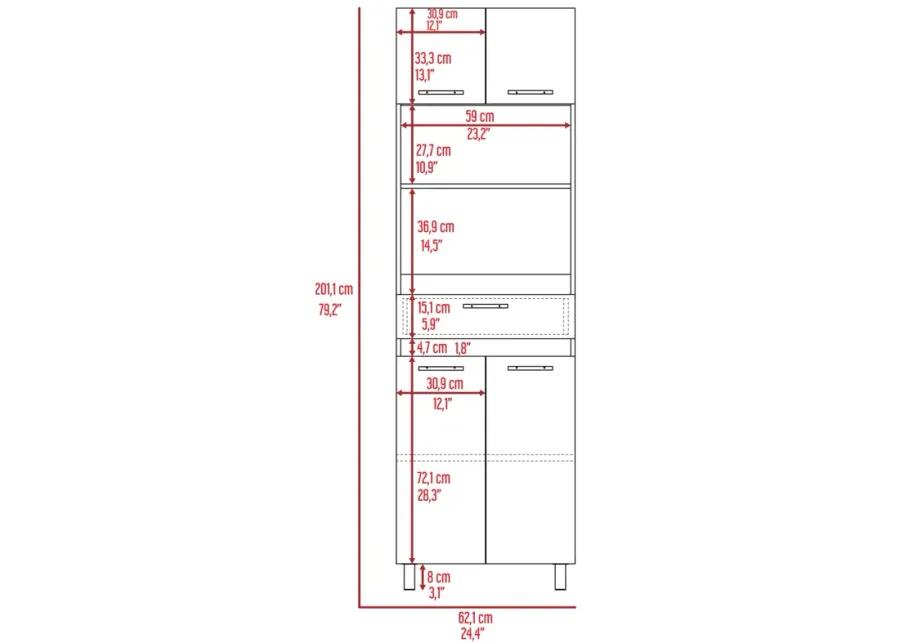 Pembrooke 2-Shelf 1-Drawer Microwave Pantry Cabinet White