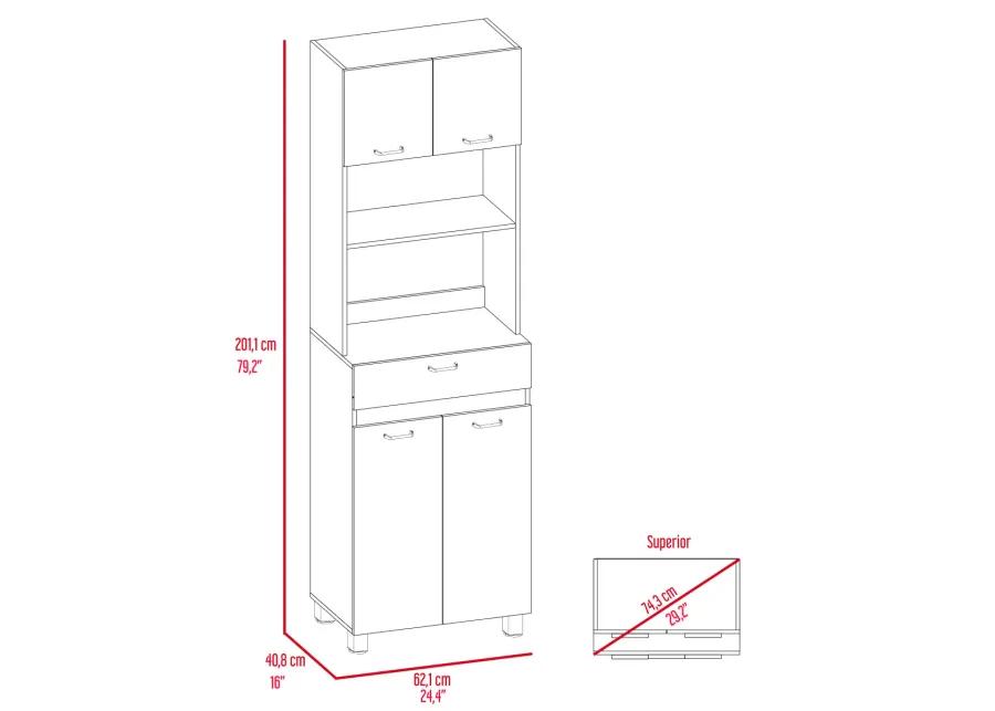 Pembrooke 2-Shelf 1-Drawer Microwave Pantry Cabinet White