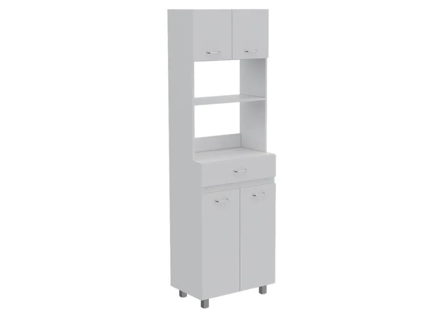 Pembrooke 2-Shelf 1-Drawer Microwave Pantry Cabinet White