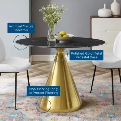 Modway - Tupelo 42" Oval Artificial Marble Dining Table Gold Black