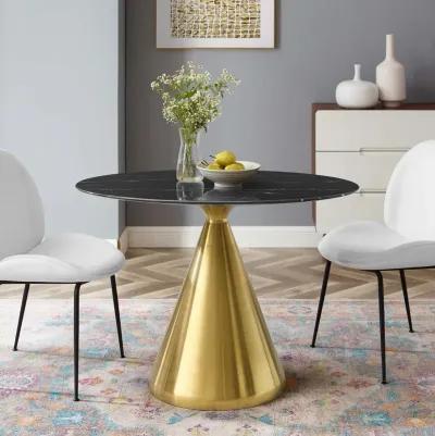 Modway - Tupelo 42" Oval Artificial Marble Dining Table Gold Black