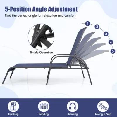 Hivvago Adjustable Patio Chaise Folding Lounge Chair with Backrest