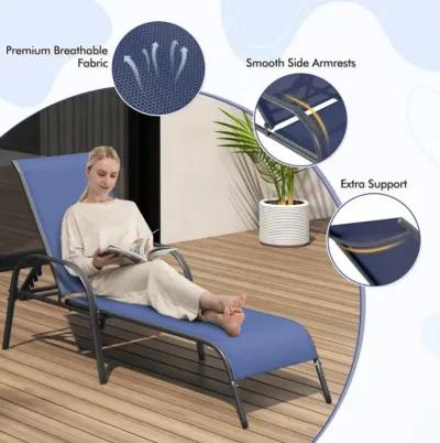 Hivvago Adjustable Patio Chaise Folding Lounge Chair with Backrest