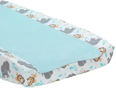 Bedtime Originals Jungle Fun Changing Pad Cover - Blue, Animals, Jungle, Safari