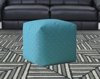 Homezia 17" Blue And Grey Cotton Polka Dots Pouf Ottoman