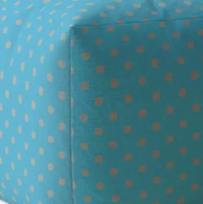 Homezia 17" Blue And Grey Cotton Polka Dots Pouf Ottoman