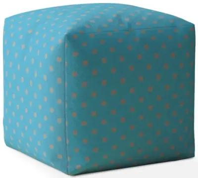 Homezia 17" Blue And Grey Cotton Polka Dots Pouf Ottoman